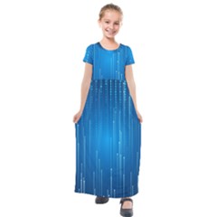 Abstract Rain Space Kids  Short Sleeve Maxi Dress