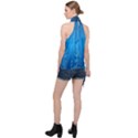 Abstract Rain Space Halter Asymmetric Satin Top View2