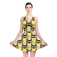 Cute Black Cat Pattern Reversible Skater Dress by Valentinaart