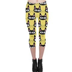 Cute Black Cat Pattern Capri Leggings  by Valentinaart