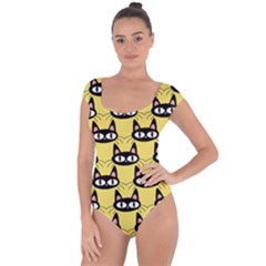 Cute Black Cat Pattern Short Sleeve Leotard  by Valentinaart