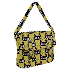 Cute Black Cat Pattern Buckle Messenger Bag by Valentinaart