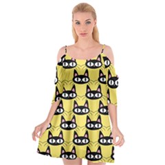 Cute Black Cat Pattern Cutout Spaghetti Strap Chiffon Dress by Valentinaart