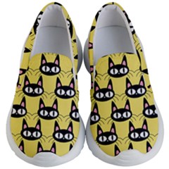 Cute Black Cat Pattern Kids Lightweight Slip Ons by Valentinaart