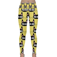 Cute Black Cat Pattern Lightweight Velour Classic Yoga Leggings by Valentinaart