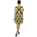 Cute Black Cat Pattern Short Sleeve Shoulder Cut Out Dress  View2