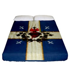 Quebec Flag Drapeau Québec Patriote Carillon Sacré-coeur Christian Catholic Old Vintage With Fleurs De Lys Fitted Sheet (king Size) by Quebec