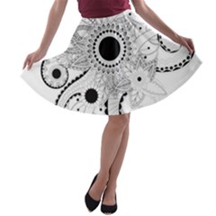 Floral Design A-line Skater Skirt by FantasyWorld7