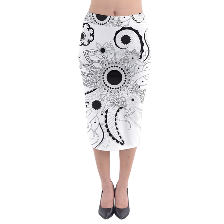 Floral Design Midi Pencil Skirt