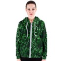 Abstract Plaid Green Women s Zipper Hoodie View1