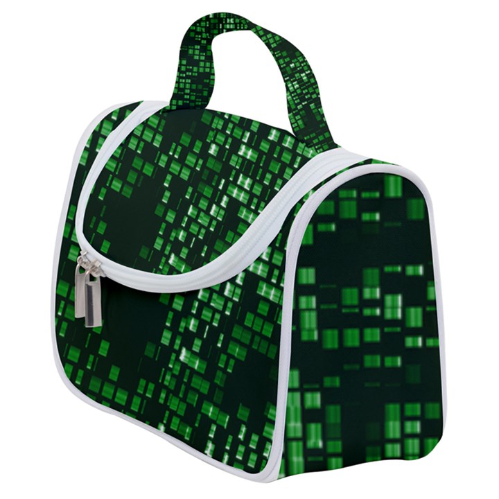 Abstract Plaid Green Satchel Handbag