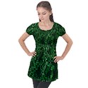 Abstract Plaid Green Puff Sleeve Tunic Top View1