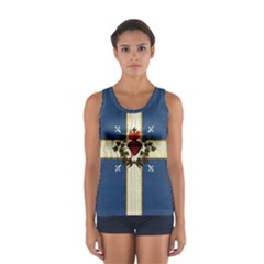 Quebec Flag Drapeau Québec Patriote Carillon Sacré-coeur Christian Catholic Old Vintage With Fleurs De Lys Sport Tank Top  by Quebec