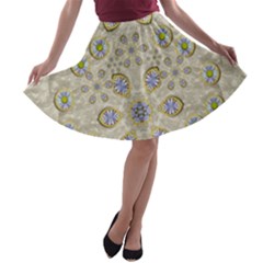 A Gift With Flowers And Bubble Wrap A-line Skater Skirt by pepitasart