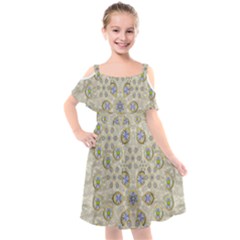 A Gift With Flowers And Bubble Wrap Kids  Cut Out Shoulders Chiffon Dress by pepitasart