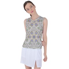 A Gift With Flowers And Bubble Wrap Women s Sleeveless Mesh Sports Top