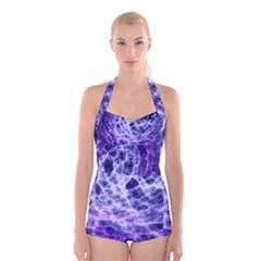 Abstract Space Boyleg Halter Swimsuit 