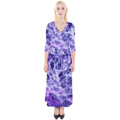 Abstract Space Quarter Sleeve Wrap Maxi Dress