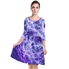 Abstract Space Quarter Sleeve Waist Band Dress