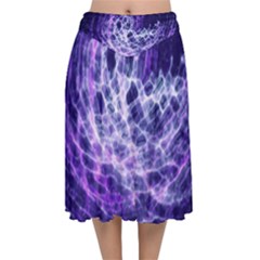 Abstract Space Velvet Flared Midi Skirt