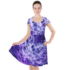 Abstract Space Cap Sleeve Midi Dress