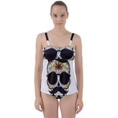 Mustache Man Twist Front Tankini Set by merchvalley