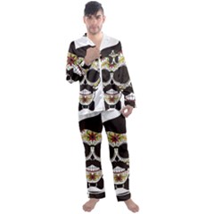 Mustache Man Men s Satin Pajamas Long Pants Set by merchvalley