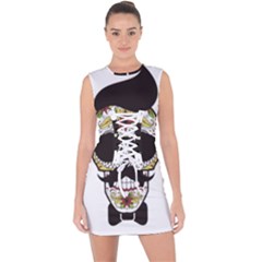 Mustache Man Lace Up Front Bodycon Dress