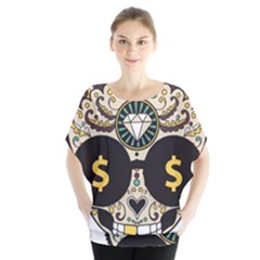 Big Money Head Batwing Chiffon Blouse