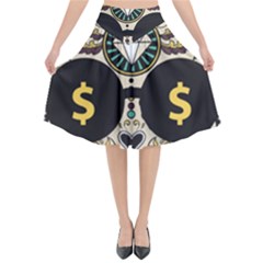 Big Money Head Flared Midi Skirt by merchvalley