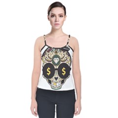 Big Money Head Velvet Spaghetti Strap Top by merchvalley