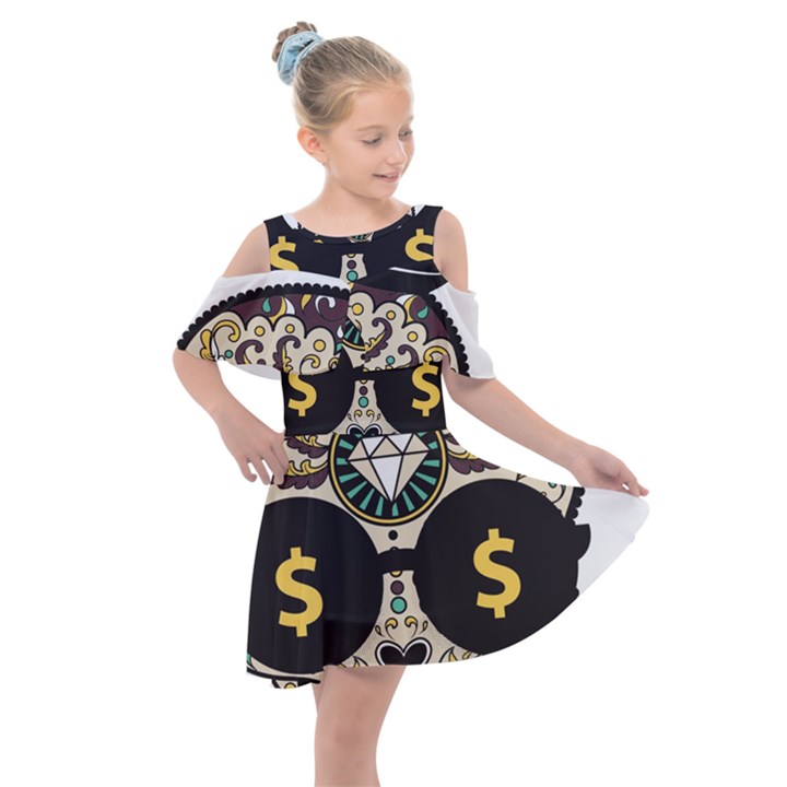 Big Money Head Kids  Shoulder Cutout Chiffon Dress