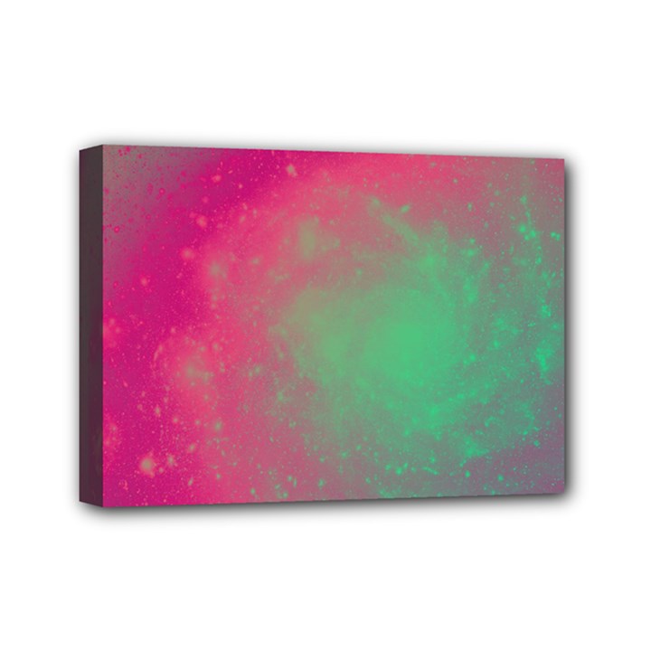 Effet Galaxy Rose/Vert Mini Canvas 7  x 5  (Stretched)