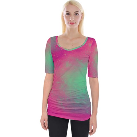 Effet Galaxy Rose/vert Wide Neckline Tee by kcreatif