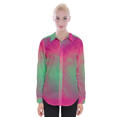 Effet Galaxy Rose/vert Womens Long Sleeve Shirt by kcreatif