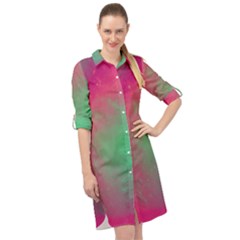 Effet Galaxy Rose/vert Long Sleeve Mini Shirt Dress