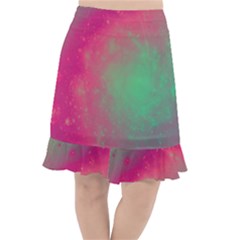 Effet Galaxy Rose/vert Fishtail Chiffon Skirt by kcreatif