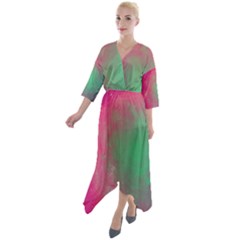 Effet Galaxy Rose/vert Quarter Sleeve Wrap Front Maxi Dress by kcreatif