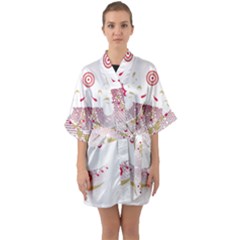 Red Skull King Half Sleeve Satin Kimono  by merchvalley