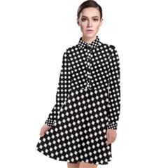 Formes Carreaux Blanc/noir Long Sleeve Chiffon Shirt Dress by kcreatif