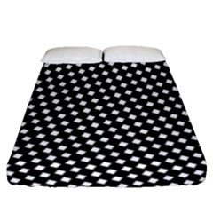 Formes Carreaux Blanc/noir Fitted Sheet (queen Size) by kcreatif