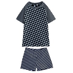 Formes Carreaux Blanc/noir Kids  Swim Tee And Shorts Set by kcreatif