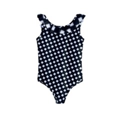 Formes Carreaux Blanc/noir Kids  Frill Swimsuit by kcreatif