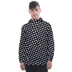 Formes Carreaux Blanc/noir Men s Front Pocket Pullover Windbreaker by kcreatif