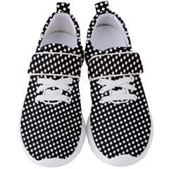 Formes Carreaux Blanc/noir Women s Velcro Strap Shoes by kcreatif