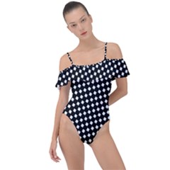 Formes Carreaux Blanc/noir Frill Detail One Piece Swimsuit