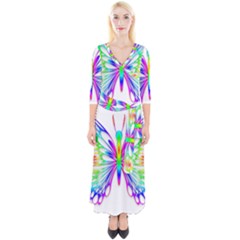 Butterfly Girl Quarter Sleeve Wrap Maxi Dress