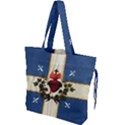 Quebec flag drapeau Québec Patriote Carillon Sacré-Coeur Christian Catholic old vintage with fleurs de lys Drawstring Tote Bag View1