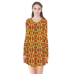 Rby 75 Long Sleeve V-neck Flare Dress by ArtworkByPatrick