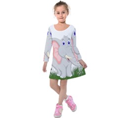 Elephant Girl Kids  Long Sleeve Velvet Dress by bloomgirldresses